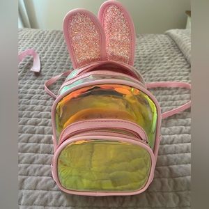 Bunny Backpack Small Holographic Pink Glitter Ears